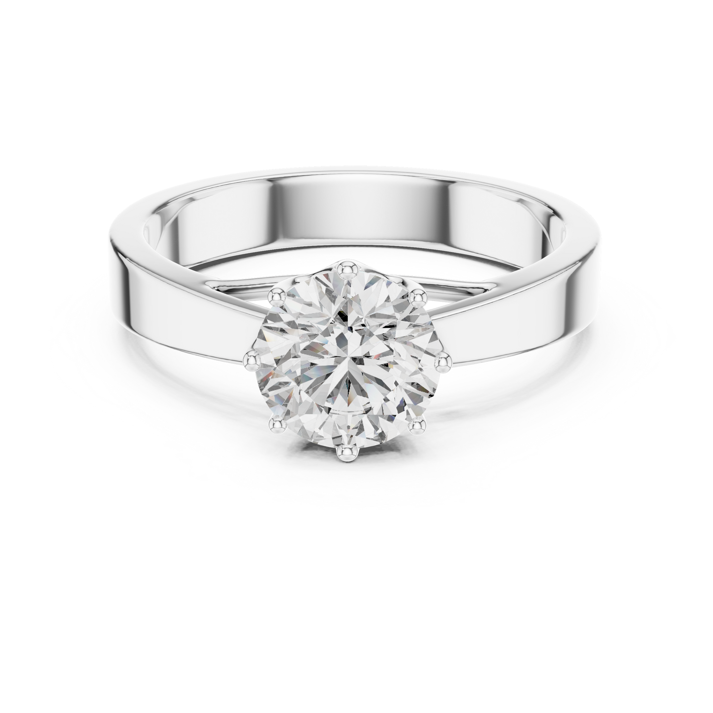 Round Lab Grown Diamond Solitaire Ring | 4-Prong Solid Gold Engagement Ring