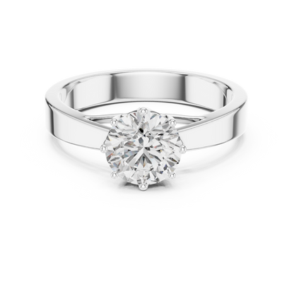 Round Lab Grown Diamond Solitaire Ring | 4-Prong Solid Gold Engagement Ring