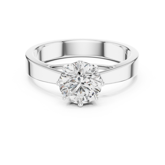 Round Lab Grown Diamond Solitaire Ring | 4-Prong Solid Gold Engagement Ring