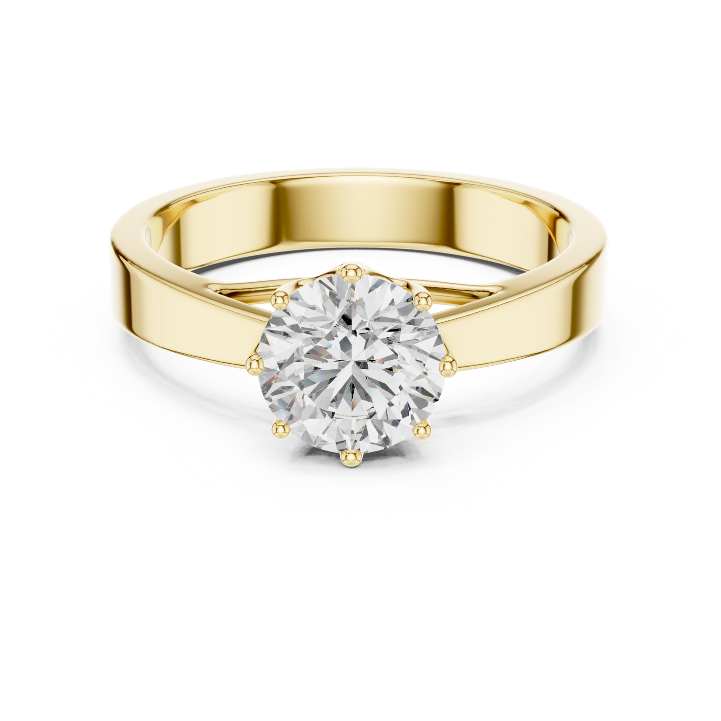 Round Lab Grown Diamond Solitaire Ring | 4-Prong Solid Gold Engagement Ring