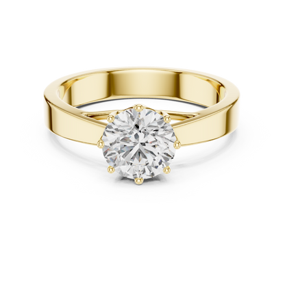 Round Lab Grown Diamond Solitaire Ring | 4-Prong Solid Gold Engagement Ring