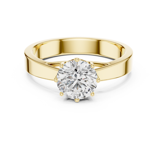 Round Lab Grown Diamond Solitaire Ring | 4-Prong Solid Gold Engagement Ring