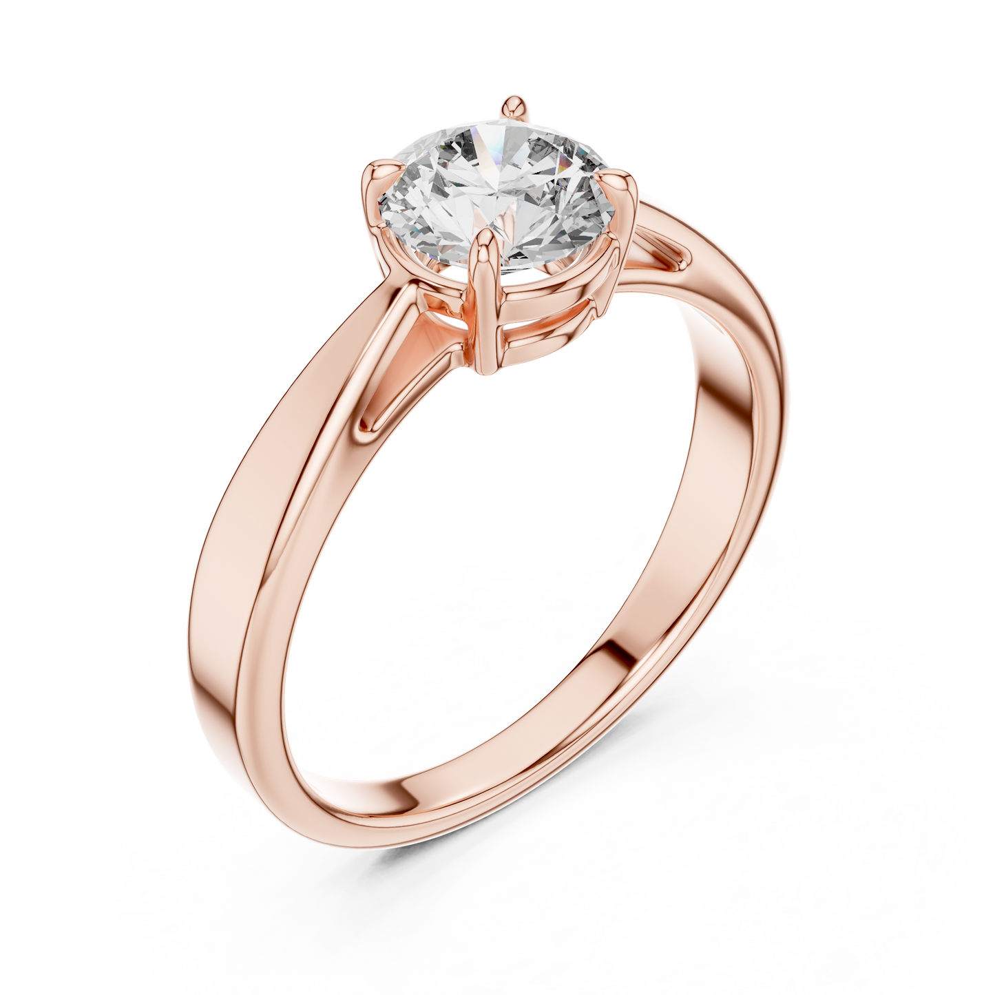 Round Lab Grown Diamond Solitaire Ring | Unique X-Cross 4-Prong | Solid Gold