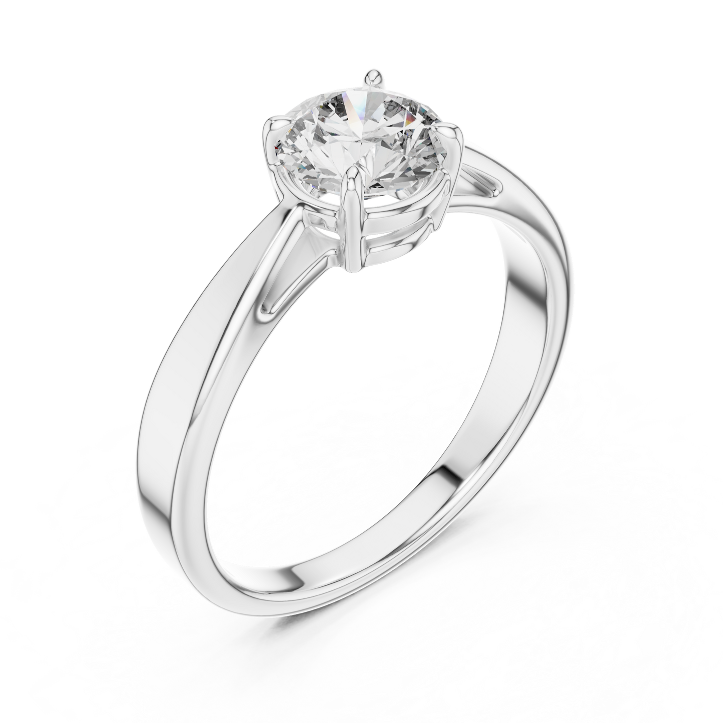Round Lab Grown Diamond Solitaire Ring | Unique X-Cross 4-Prong | Solid Gold