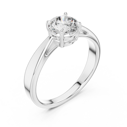 Round Lab Grown Diamond Solitaire Ring | Unique X-Cross 4-Prong | Solid Gold