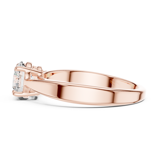 Round Lab Grown Diamond Solitaire Ring | Unique X-Cross 4-Prong | Solid Gold