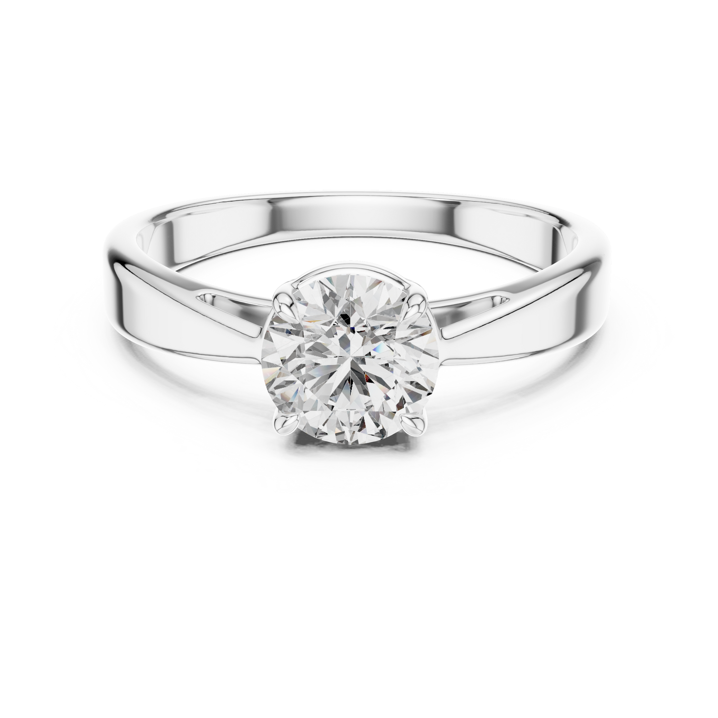 Round Lab Grown Diamond Solitaire Ring | Unique X-Cross 4-Prong | Solid Gold