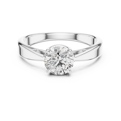 Round Lab Grown Diamond Solitaire Ring | Unique X-Cross 4-Prong | Solid Gold