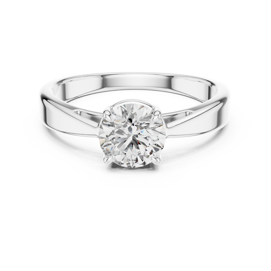 Round Lab Grown Diamond Solitaire Ring | Unique X-Cross 4-Prong | Solid Gold
