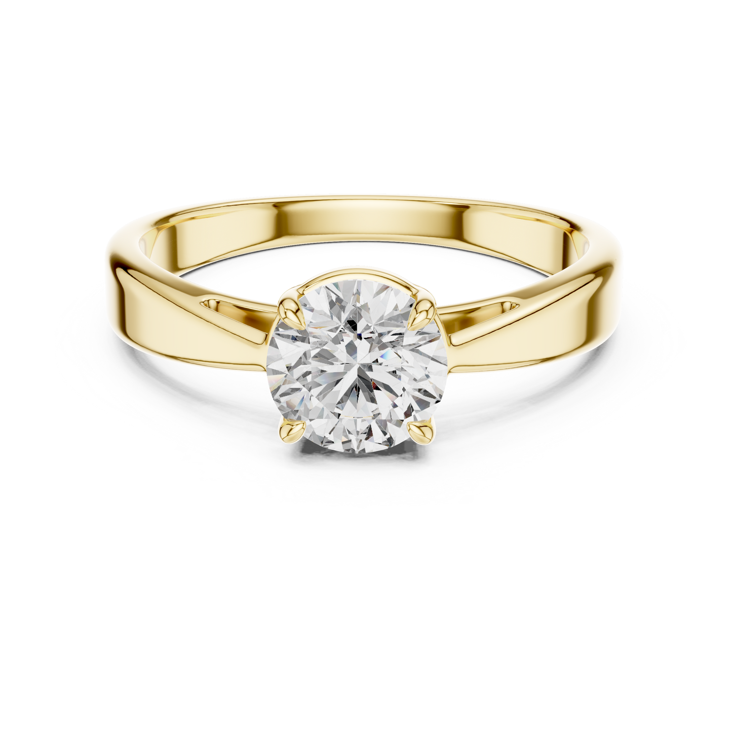 Round Lab Grown Diamond Solitaire Ring | Unique X-Cross 4-Prong | Solid Gold