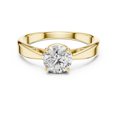 Round Lab Grown Diamond Solitaire Ring | Unique X-Cross 4-Prong | Solid Gold