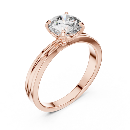 Round Lab Grown Diamond Solitaire Ring | Classic 4-Prong Setting | Solid Gold