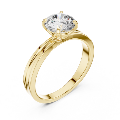 Round Lab Grown Diamond Solitaire Ring | Classic 4-Prong Setting | Solid Gold