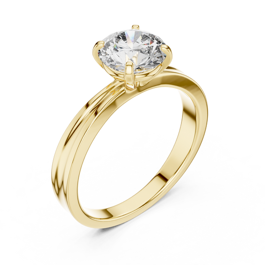 Round Lab Grown Diamond Solitaire Ring | Classic 4-Prong Setting | Solid Gold