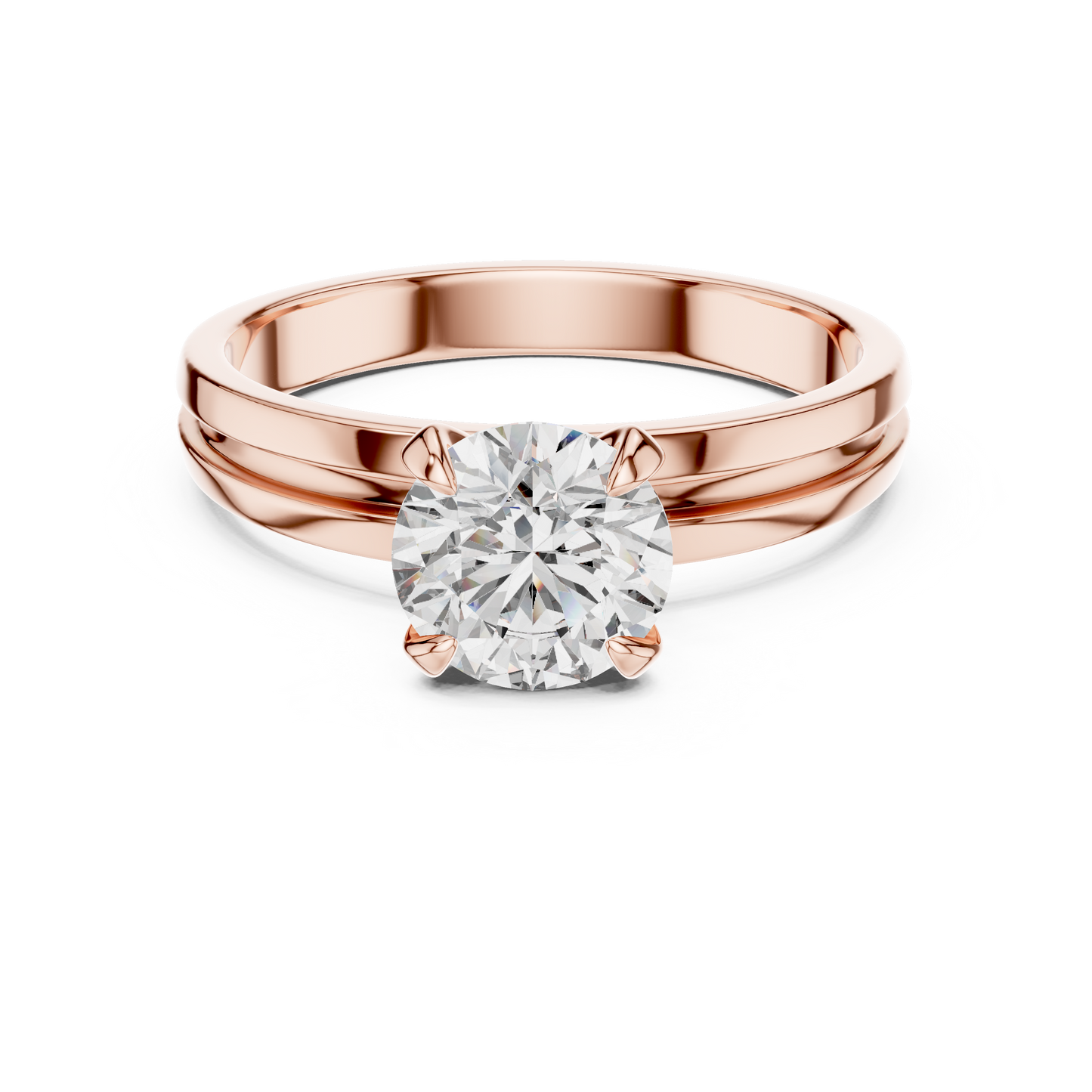 Round Lab Grown Diamond Solitaire Ring | U-Shape Basket Setting | Solid Gold