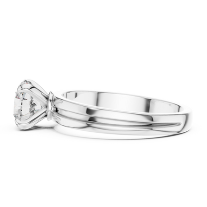 Round Lab Grown Diamond Solitaire Ring | U-Shape Basket Setting | Solid Gold
