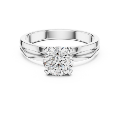 Round Lab Grown Diamond Solitaire Ring | U-Shape Basket Setting | Solid Gold