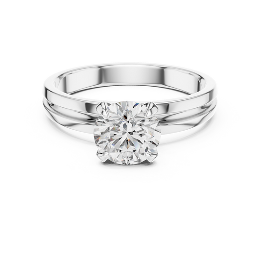 Round Lab Grown Diamond Solitaire Ring | U-Shape Basket Setting | Solid Gold