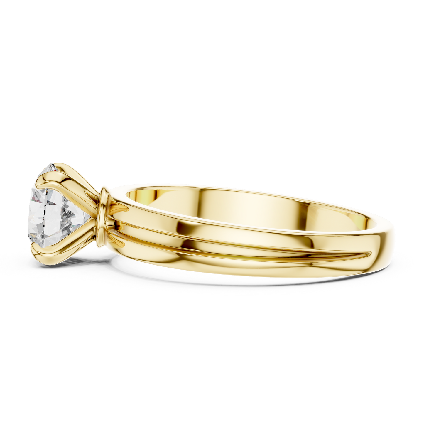 Round Lab Grown Diamond Solitaire Ring | U-Shape Basket Setting | Solid Gold