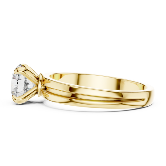 Round Lab Grown Diamond Solitaire Ring | U-Shape Basket Setting | Solid Gold