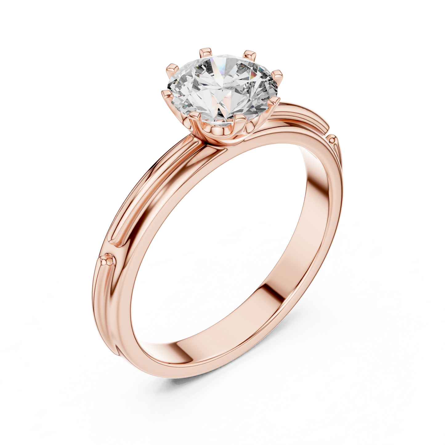 Round Lab Grown Diamond Solitaire Ring | Cathedral X-Cross Setting | Solid Gold
