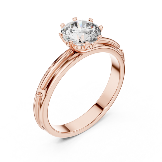 Round Lab Grown Diamond Solitaire Ring | Cathedral X-Cross Setting | Solid Gold