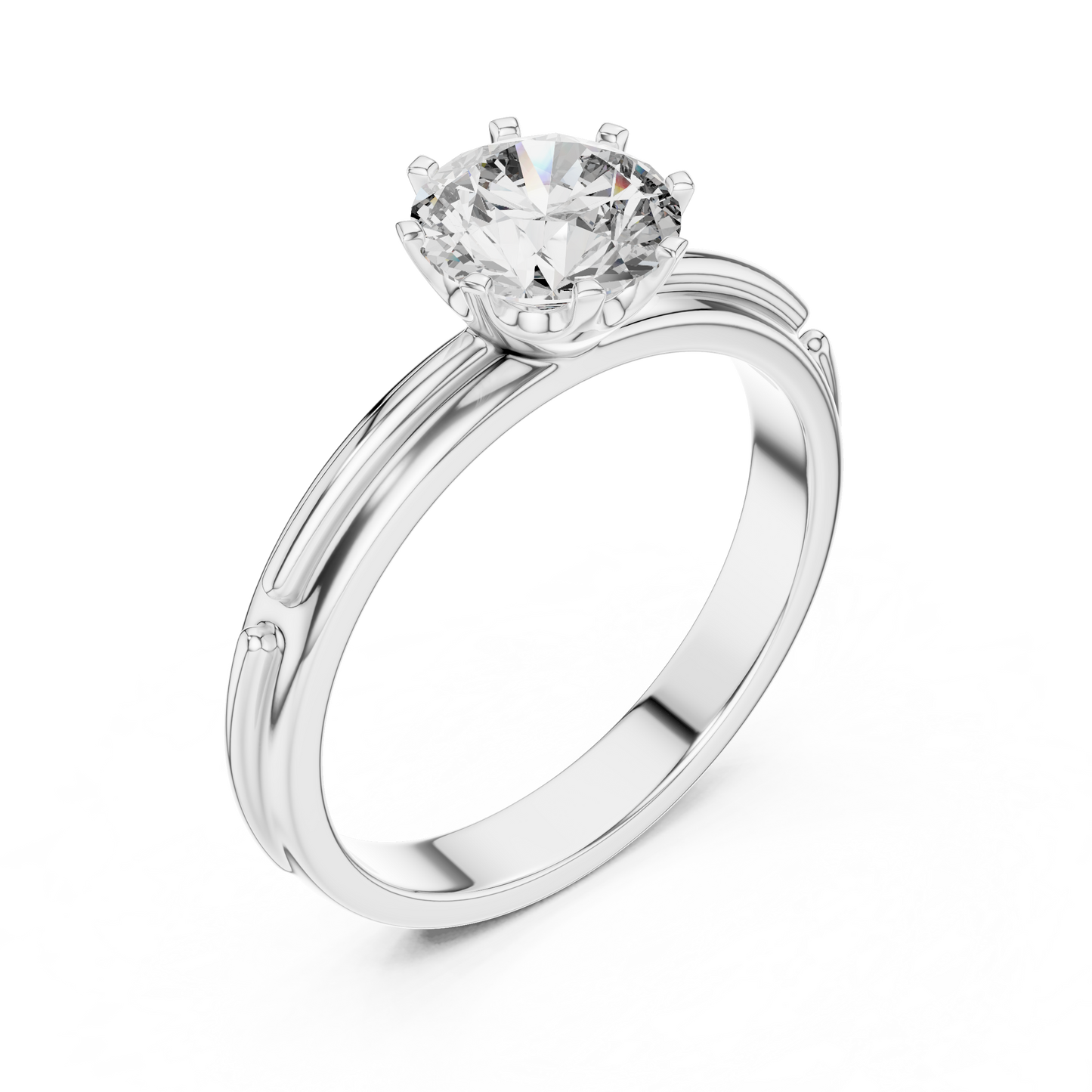 Round Lab Grown Diamond Solitaire Ring | Cathedral X-Cross Setting | Solid Gold