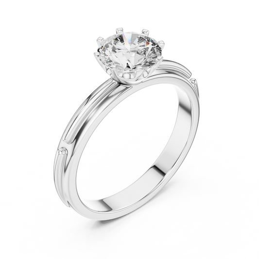 Round Lab Grown Diamond Solitaire Ring | Cathedral X-Cross Setting | Solid Gold