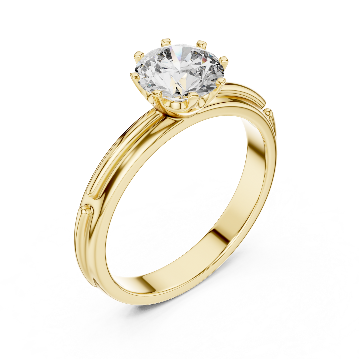 Round Lab Grown Diamond Solitaire Ring | Cathedral X-Cross Setting | Solid Gold