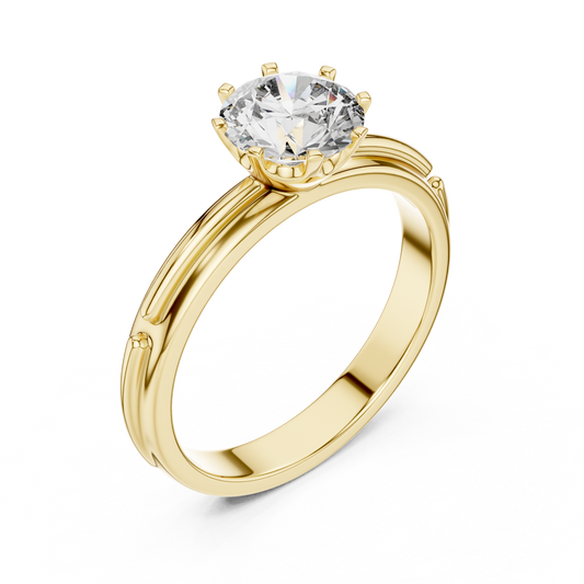 Round Lab Grown Diamond Solitaire Ring | Cathedral X-Cross Setting | Solid Gold