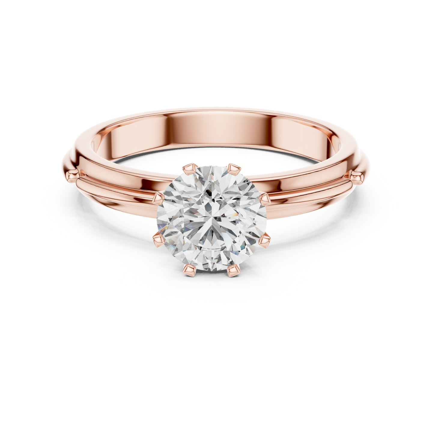 Round Lab Grown Diamond Solitaire Ring | Cathedral X-Cross Setting | Solid Gold
