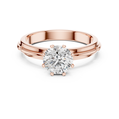 Round Lab Grown Diamond Solitaire Ring | Cathedral X-Cross Setting | Solid Gold