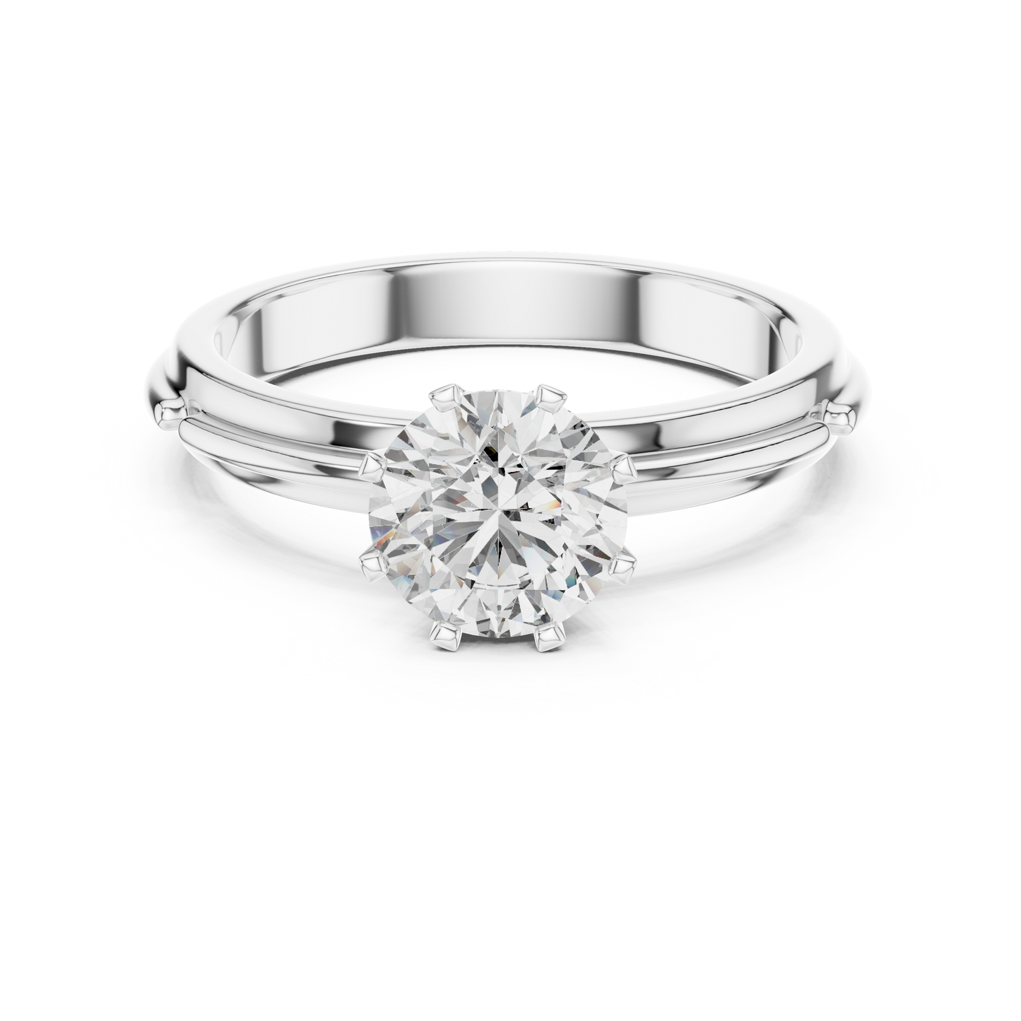 Round Lab Grown Diamond Solitaire Ring | Cathedral X-Cross Setting | Solid Gold