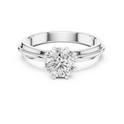 Round Lab Grown Diamond Solitaire Ring | Cathedral X-Cross Setting | Solid Gold