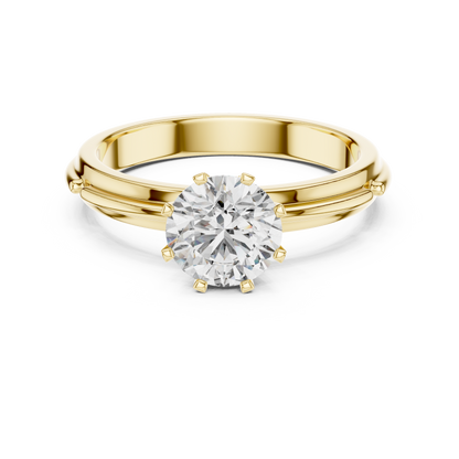 Round Lab Grown Diamond Solitaire Ring | Cathedral X-Cross Setting | Solid Gold