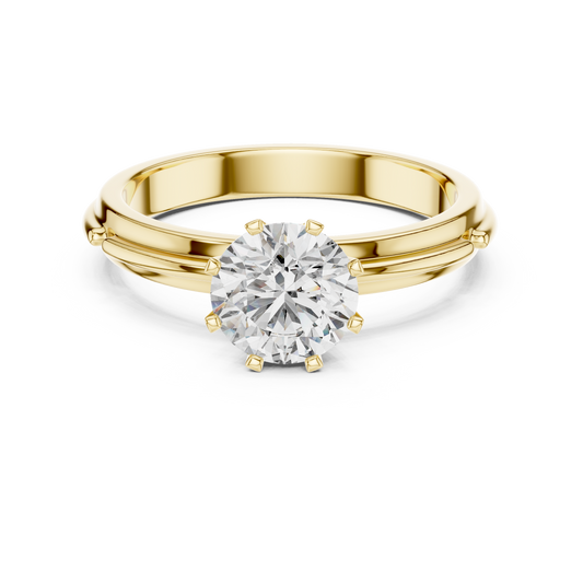 Round Lab Grown Diamond Solitaire Ring | Cathedral X-Cross Setting | Solid Gold