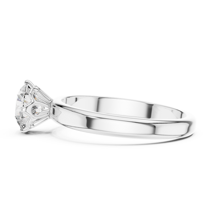 Round Lab Grown Diamond Solitaire Ring | 6-Prong Tulip Crown Setting | Solid Gold