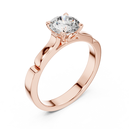 Round Lab Grown Diamond Solitaire Ring | Knife-Edge 4-Prong Setting | Solid Gold