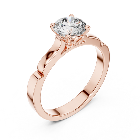 Round Lab Grown Diamond Solitaire Ring | Knife-Edge 4-Prong Setting | Solid Gold