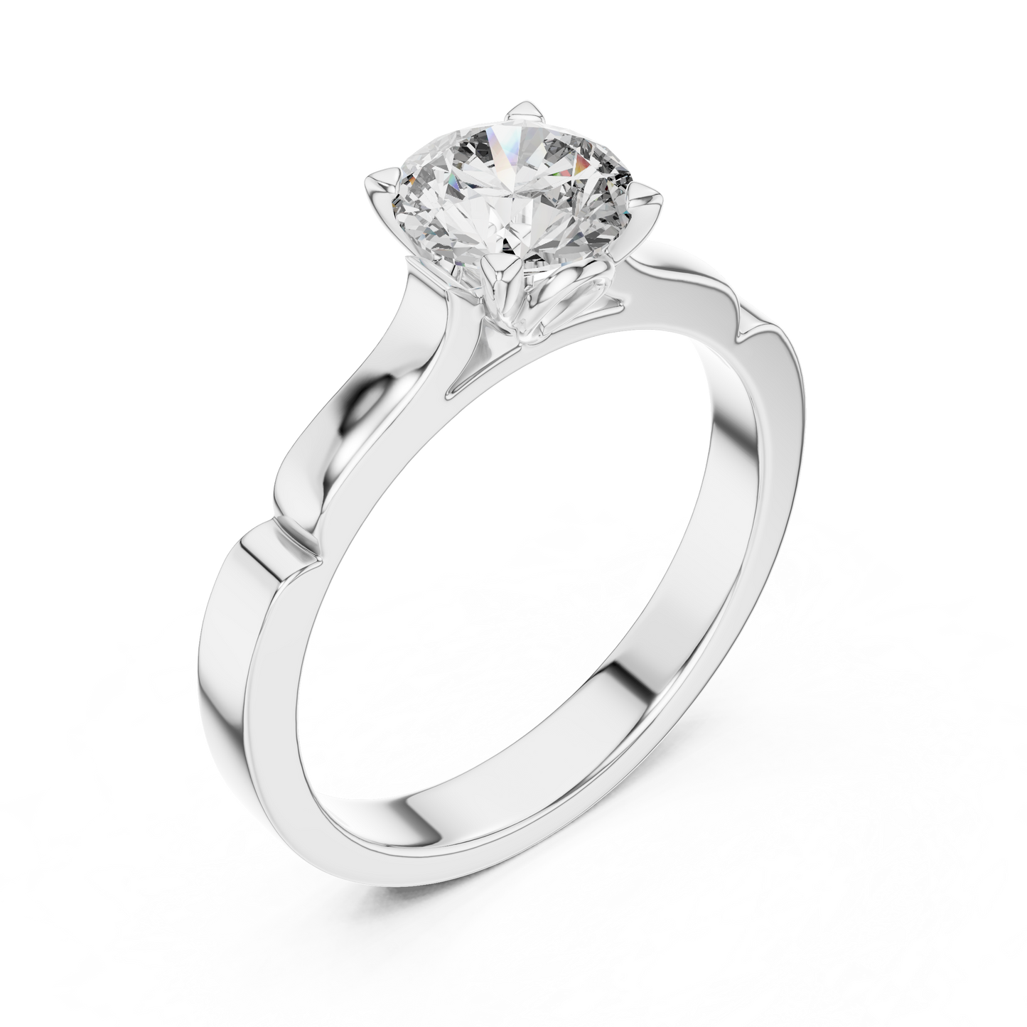 Round Lab Grown Diamond Solitaire Ring | Knife-Edge 4-Prong Setting | Solid Gold