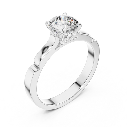 Round Lab Grown Diamond Solitaire Ring | Knife-Edge 4-Prong Setting | Solid Gold
