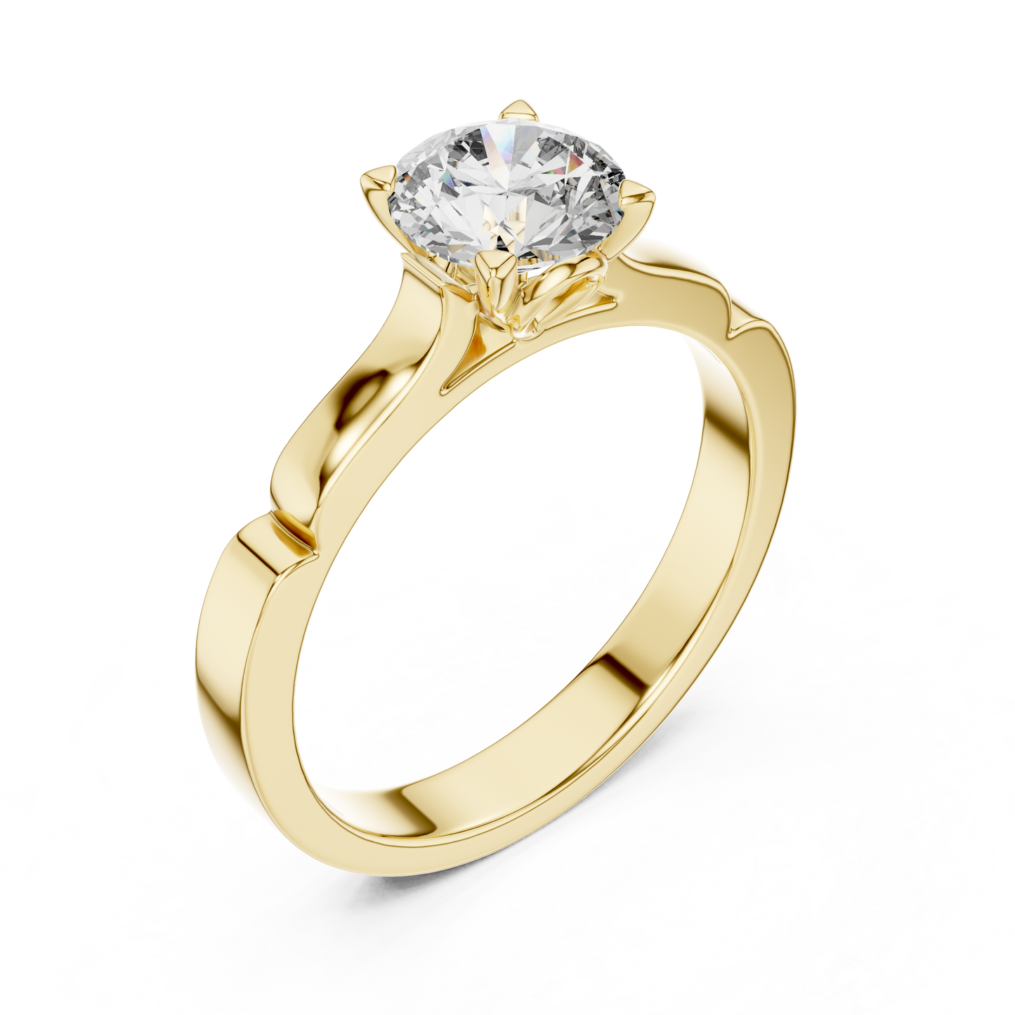 Round Lab Grown Diamond Solitaire Ring | Knife-Edge 4-Prong Setting | Solid Gold