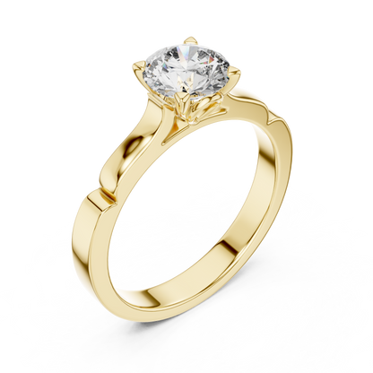 Round Lab Grown Diamond Solitaire Ring | Knife-Edge 4-Prong Setting | Solid Gold