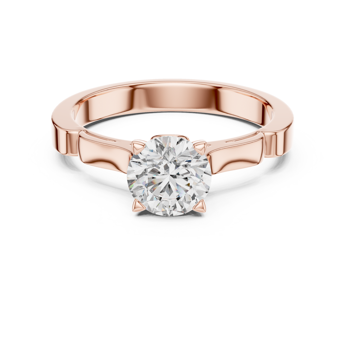Round Lab Grown Diamond Solitaire Ring | Knife-Edge 4-Prong Setting | Solid Gold