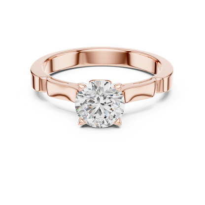 Round Lab Grown Diamond Solitaire Ring | Knife-Edge 4-Prong Setting | Solid Gold