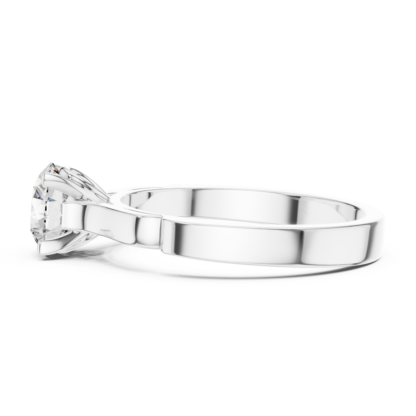 Round Lab Grown Diamond Solitaire Ring | Knife-Edge 4-Prong Setting | Solid Gold