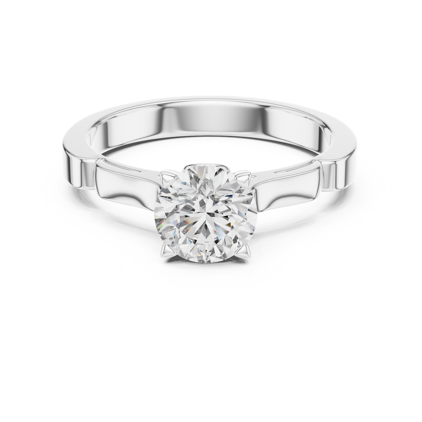 Round Lab Grown Diamond Solitaire Ring | Knife-Edge 4-Prong Setting | Solid Gold