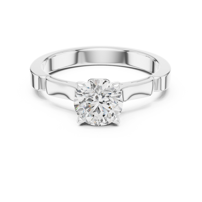 Round Lab Grown Diamond Solitaire Ring | Knife-Edge 4-Prong Setting | Solid Gold