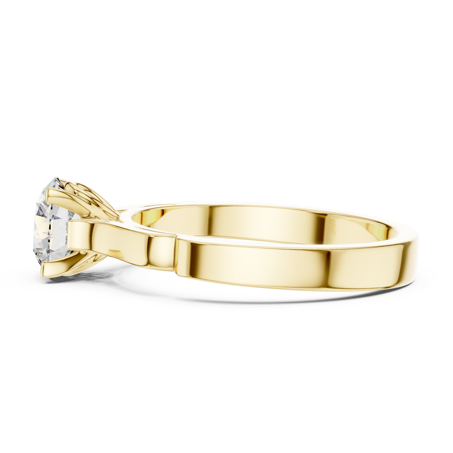 Round Lab Grown Diamond Solitaire Ring | Knife-Edge 4-Prong Setting | Solid Gold