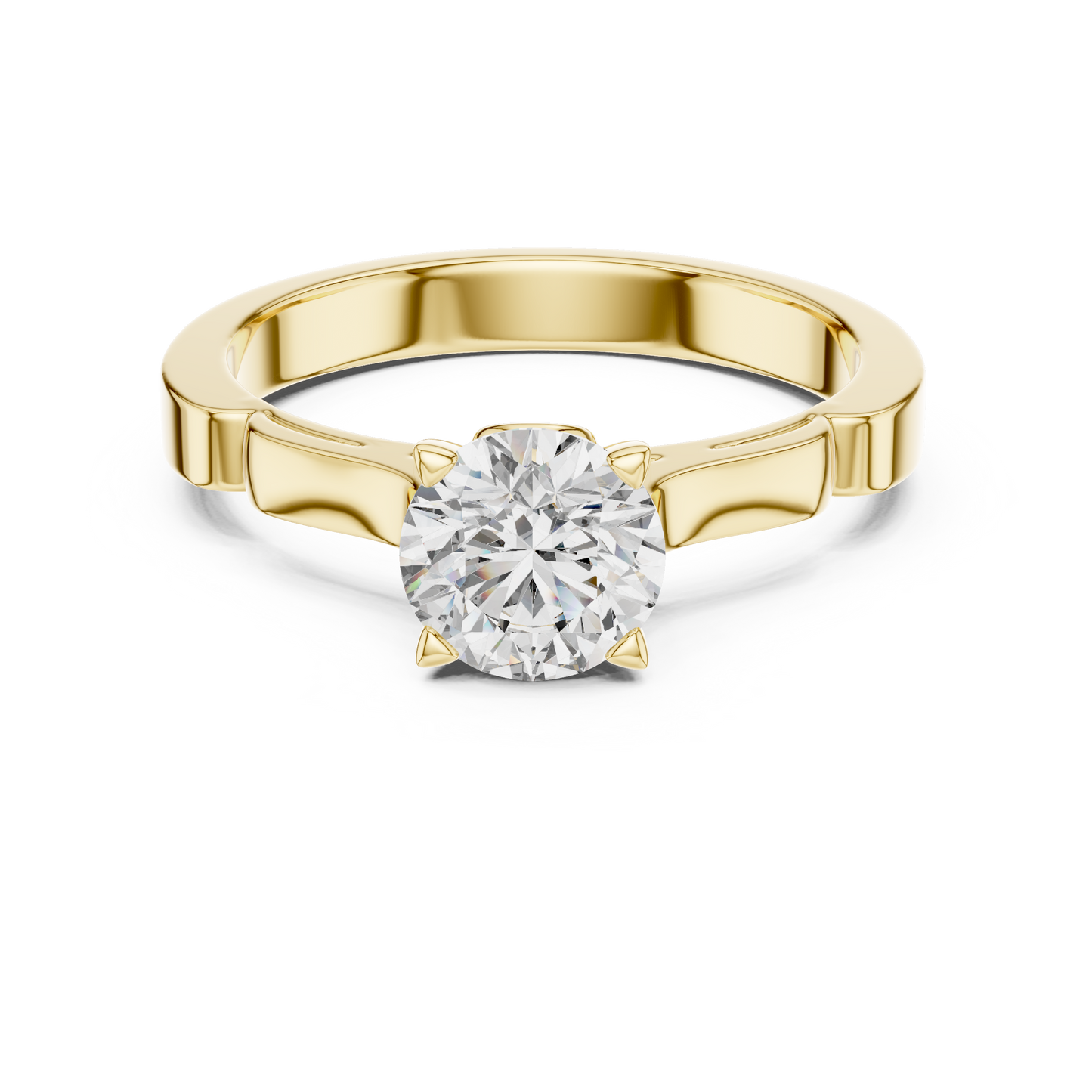 Round Lab Grown Diamond Solitaire Ring | Knife-Edge 4-Prong Setting | Solid Gold